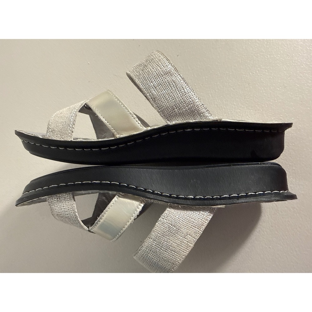 Alegria PG Lite Womens Silver Metallic Adjustable Slide Sandals Comfort Shoes 40 - Picture 2 of 7